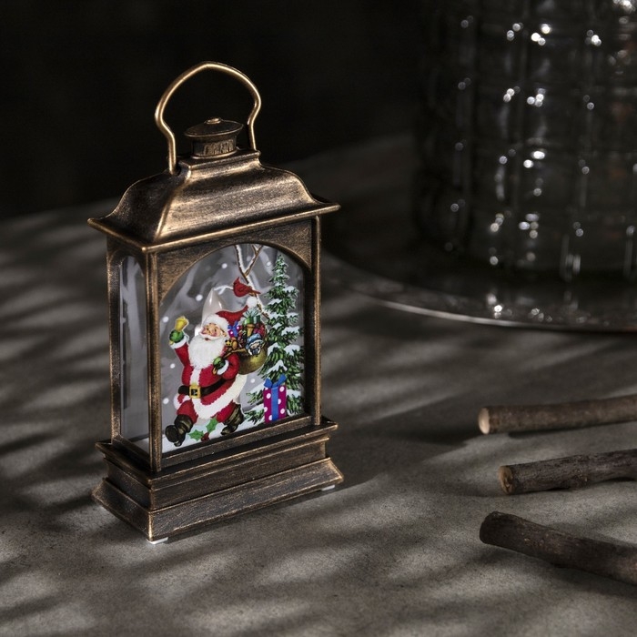 Светодиодная фигура «Фонарь с Дедом Морозом» 7 × 13 × 3.5 см, пластик, батарейки AG13х3 (в комплекте), свечение тёплое белое