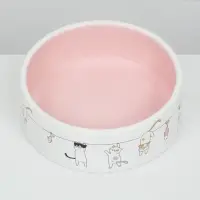 Миска &laquo;Весёлые котики&raquo;, 300 мл 12.5&times;4.5 см, керамика, бежевая, белая