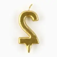 Свеча для торта, цифра «2», золото, 3 х 6 см