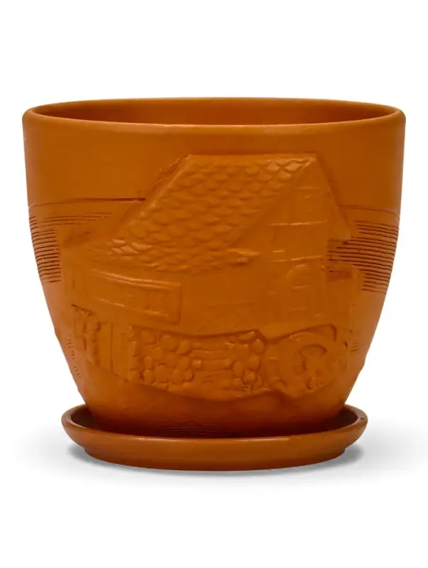 Горшок цветочный с поддоном 2,5 л, d18/h16 см терракот керамика, Горшок цветочный с поддоном 2,5 л, d18/h16 см терракот керамика, "Голландия" (М)