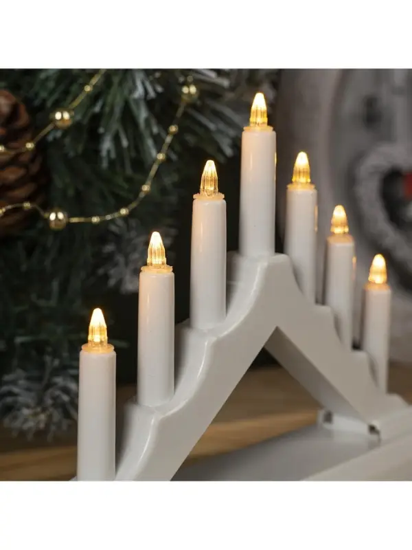 Светодиодная фигура &laquo;Белая рождественская горка&raquo;, пластик, батарейки ААх2 (не в комплекте), свечение тёплое белое