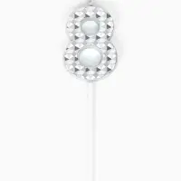 Свеча для торта &laquo;Элемент&raquo;, цифра "8" серебро