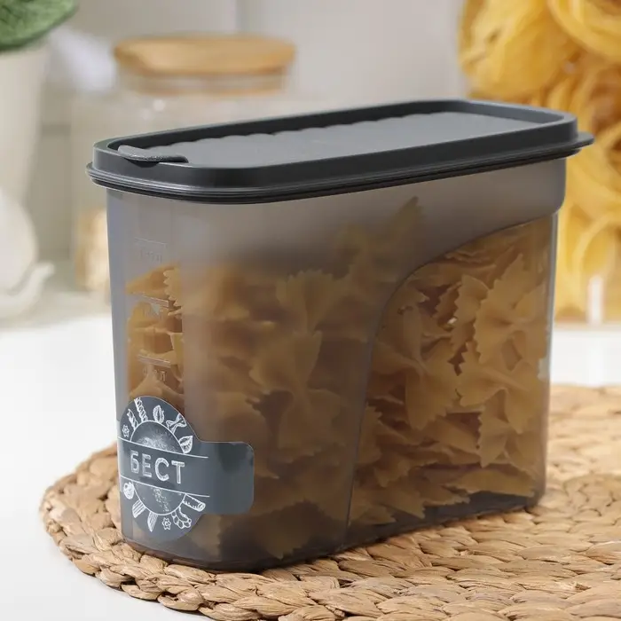 Ёмкость для сыпучих продуктов IDEA &laquo;Бест&raquo;, 1.5 л, 9.5&times;19&times;14 см, пластик, серая