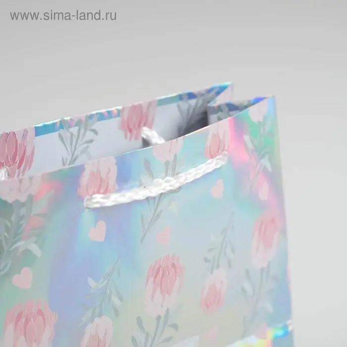 Пакет подарочный голографический, упаковка, «Happy», 15 х 12 х 5.5 см