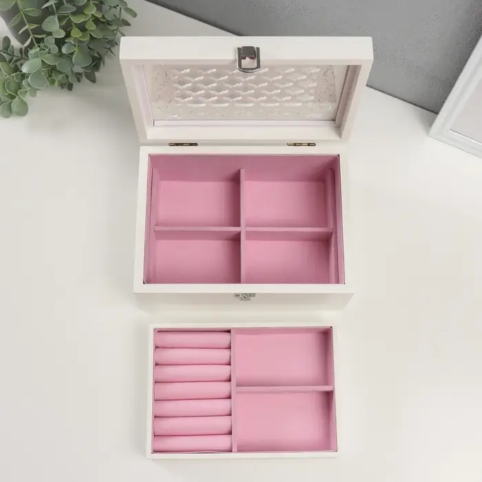 Шкатулка для украшений &laquo;Белоснежная&raquo;, дерево, 22&times;16&times;10 см