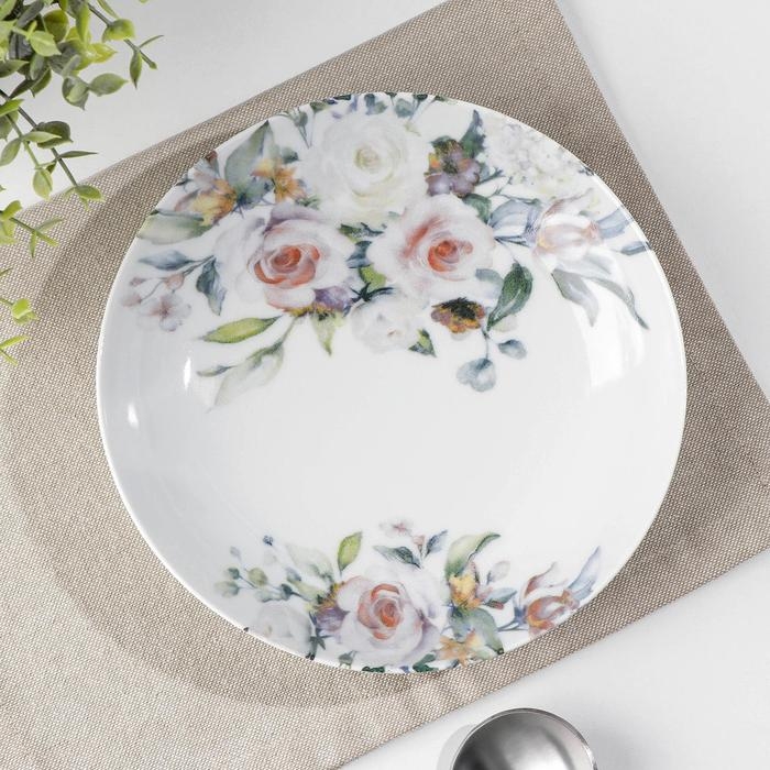 Тарелка фарфоровая глубокая «Верона», 700 мл, d=20,5 см, белая