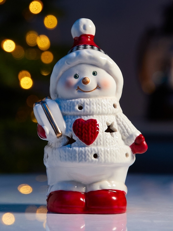 Светодиодная фигура "Снеговичок в свитере" 13.8х6х7, 1 LED, LR44x3(в компл.), Т/БЕЛЫЙ