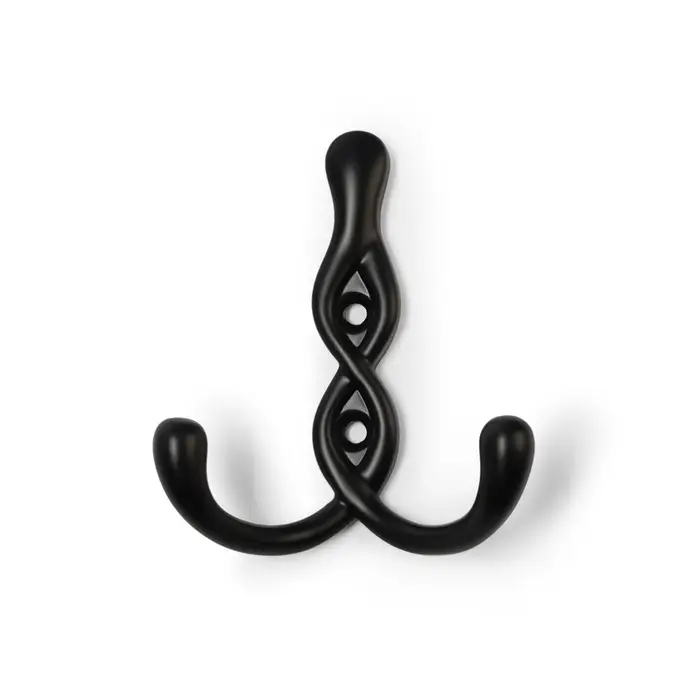 Крючок мебельный CAPPIO PIGTAIL, двухрожковый, цвет черный