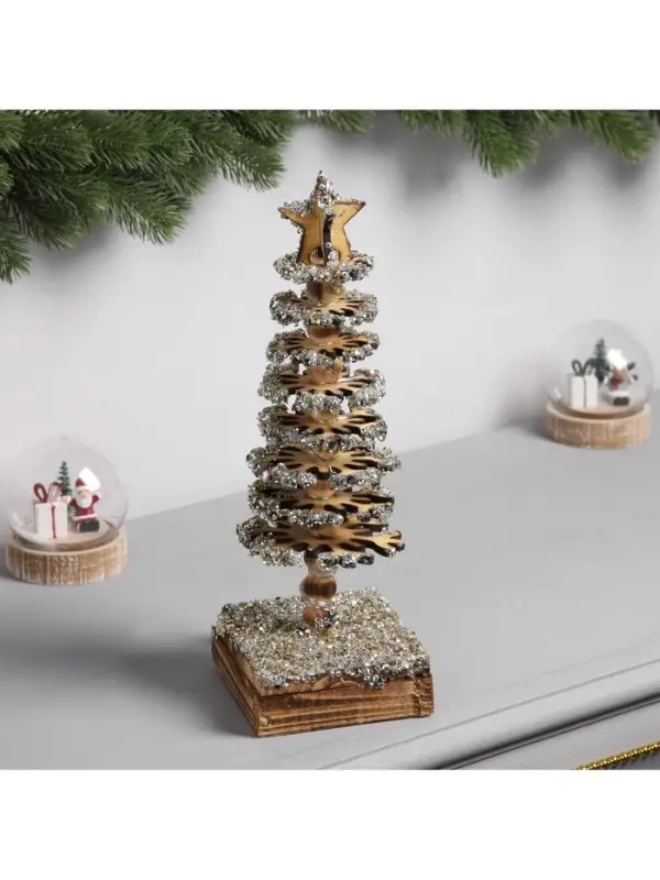 Фигура деревянная &laquo;Ёлочка&raquo;, 30&times;10&times;10 см, 35 LED, от батареек AAx2, свечение тёплое белое