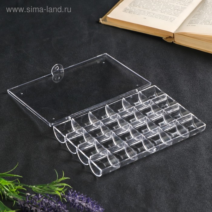 Шкатулка пластик для мелочей Шкатулка пластик для мелочей "24 деления" прозрачная 2,5х12,7х18 см