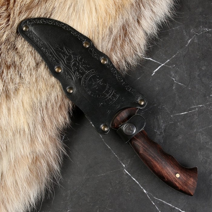 Нож кавказский, туристический Нож кавказский, туристический "Каспий" с ножнами, сталь - 40х13, рукоять - орех, 13.5 см