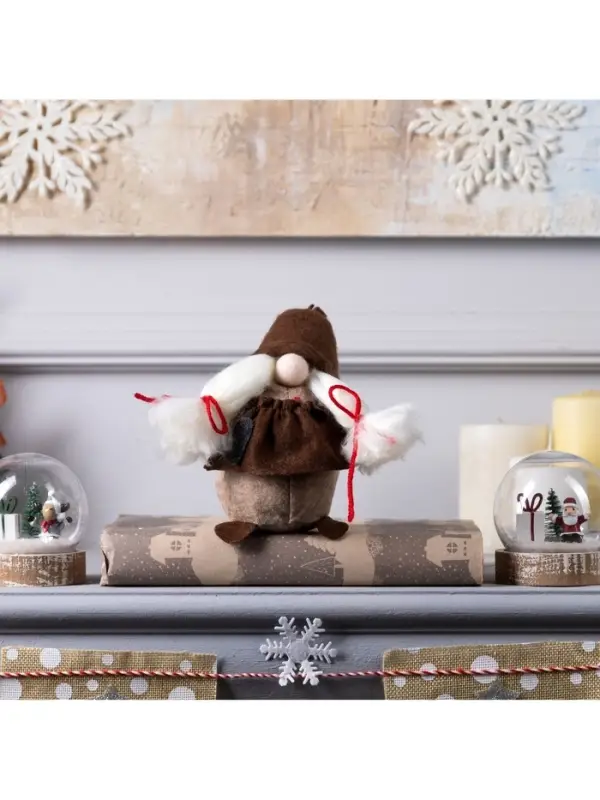 Светодиодная фигура &laquo;Гном-боровик&raquo; 8&times;20&times;8 см, текстиль, от батареек AG10&times;3, свечение тёплое белое