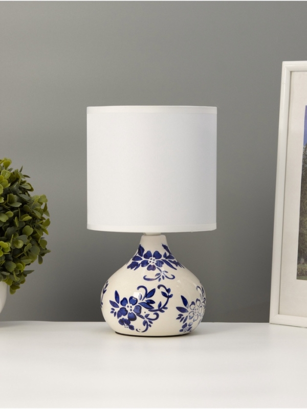 Настольная лампа Настольная лампа "Гжель" 1х40Вт Е14 белый/синий 15х15х25,5см