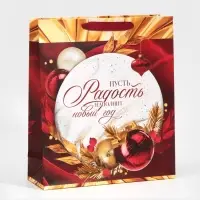 Пакет подарочный новогодний ламинированный &laquo;Радость рядом с тобой&raquo;, M 26 х 30 х 9 см