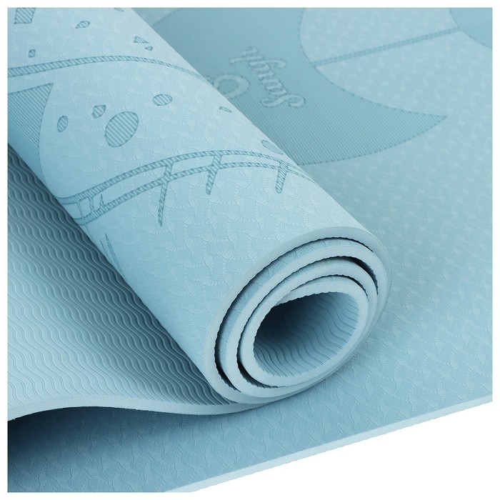 Коврик для йоги Sangh «Луна», 183х61х0,6 см, цвет пастельный голубой Коврик для йоги Sangh «Луна», 183х61х0,6 см, цвет пастельный голубой