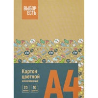 Картон цветной Выбор Есть 20л 10цв немелован папка