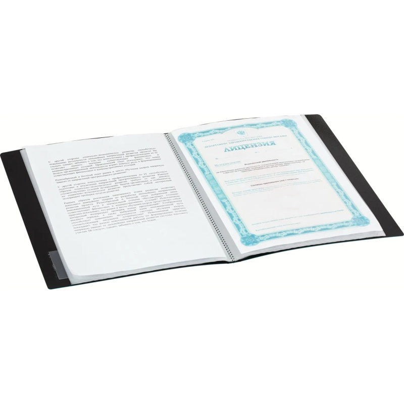 Папка файловая Комус 20 голубая, с карманом для CD/визитки