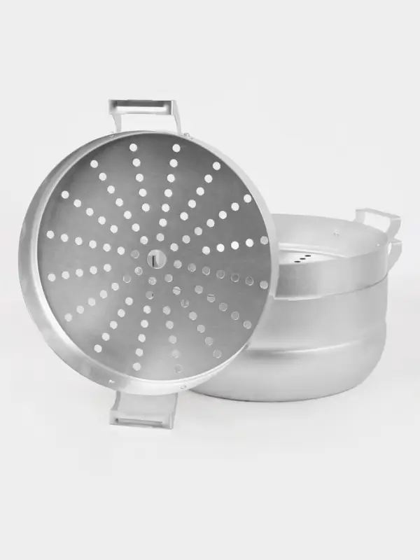 Манты-казан, 13 л, d=34 см, 2.7 кг, с 2 сетками, с крышкой, листовой алюминий 1.0-1.75 мм, серебристый