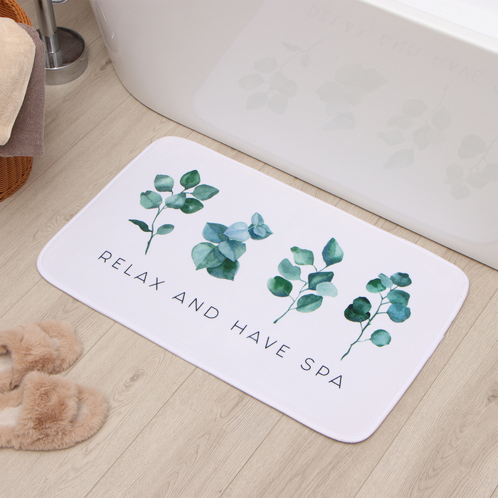 Коврик для ванной Этель Коврик для ванной Этель"Эвкалипт", 80х50 см, велюр
