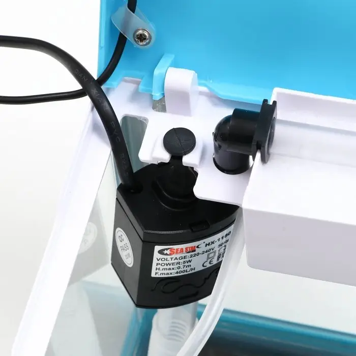 Аквариум SeaStar HX-180F в комплекте: LED-лампа, фильтр, 3,5 л, синий