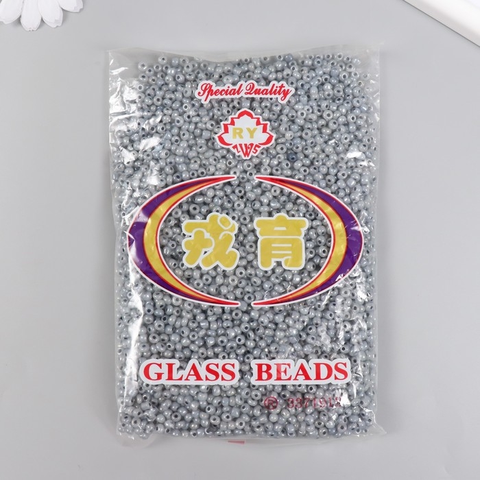 Бисер стекло 6/0  Бисер стекло 6/0 "Графит" полупрозрачный перламутр 450 гр