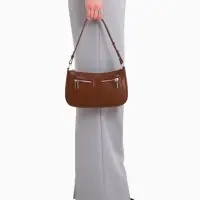 Сумка женская багет TEXTURA на молнии, 21&times;6&times;13 см, коричневая