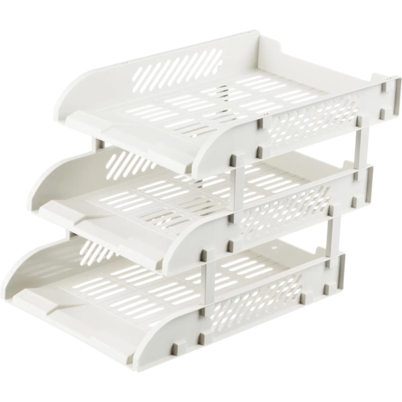 Лоток горизонтальный для бумаг Deli E9217Grey набор 3шт на металл.стерж сер