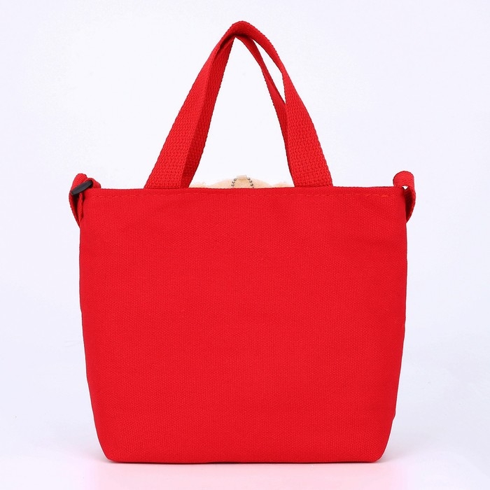 Сумка детская с игрушкой на молнии, цвет красный