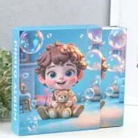 Фотоальбом на 80 фото 10х15 см "Мальчик в клетчатой рубашке с мишкой" в коробке 5х19х22,8 см   10962