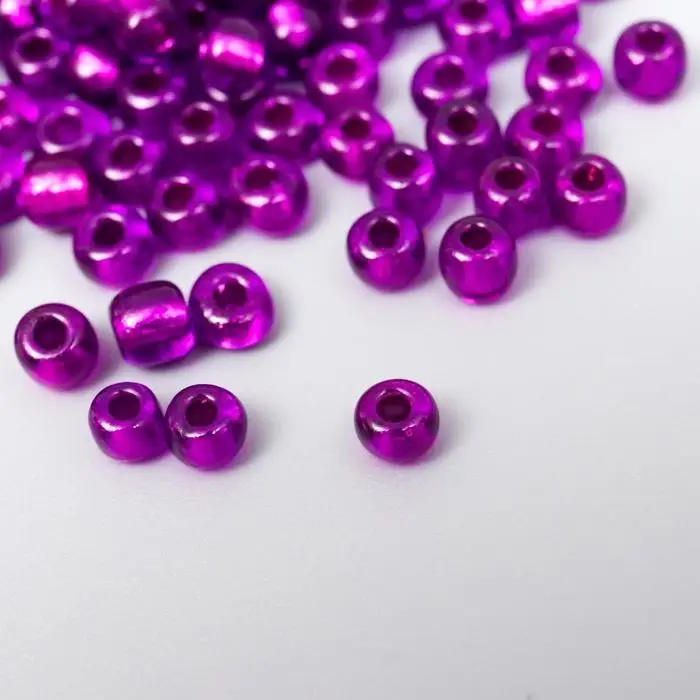 Бисер круглый 6/0 в бутылочке  Бисер круглый 6/0 в бутылочке "Фиолетовый" прозрачно-цветной 20 гр