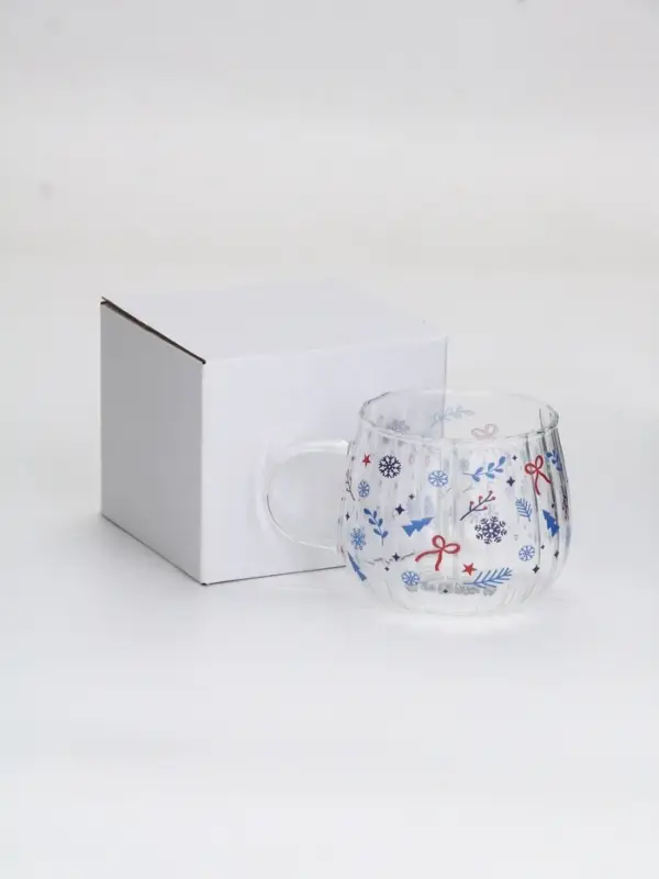 Кружка стеклянная «Новогодний паттерн», 350 мл