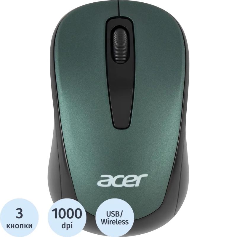 Мышь компьютерная Acer OMR135 зеленый  (1000dpi) WLS USB (ZL.MCEEE.01I)