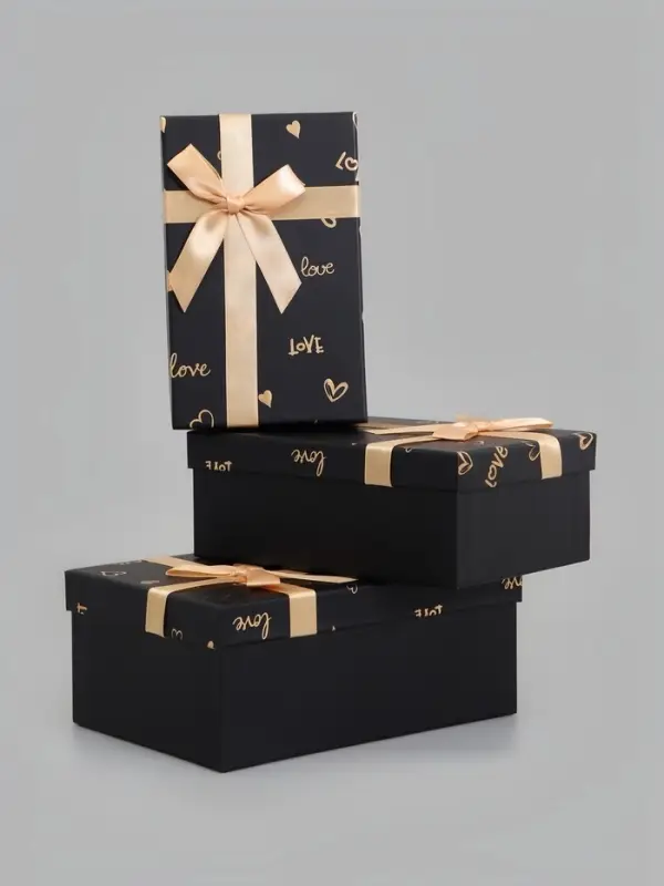 Набор подарочных коробок 3 в 1, с бантом, 23&times;16&times;9.5 см, 21&times;14&times;8 см, 19&times;12&times;6.5 см