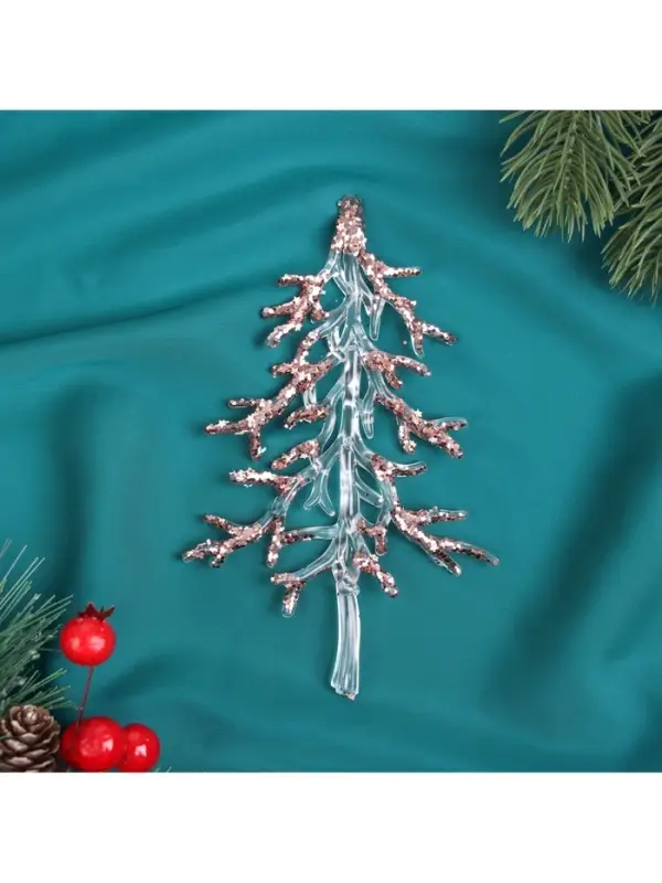 Ёлочная игрушка &laquo;Зимнее волшебство. Ёлочка блеск сияние&raquo;, 15&times;9 см, прозрачно-розовый