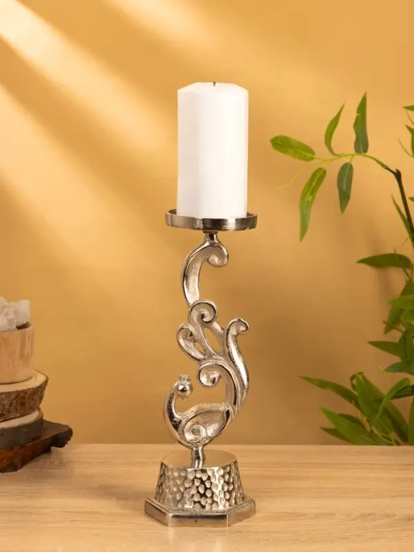 Подсвечник Подсвечник "Жар-птица" 11х11х30 см, алюминий, цв. серебро