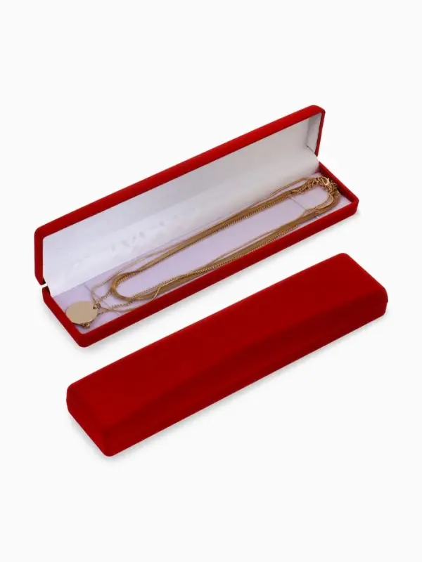 Футляр бархатный под браслет, цепочку, часы &laquo;Пенал&raquo;, 21.5&times;5&times;2.5 см, красный, вставка белая