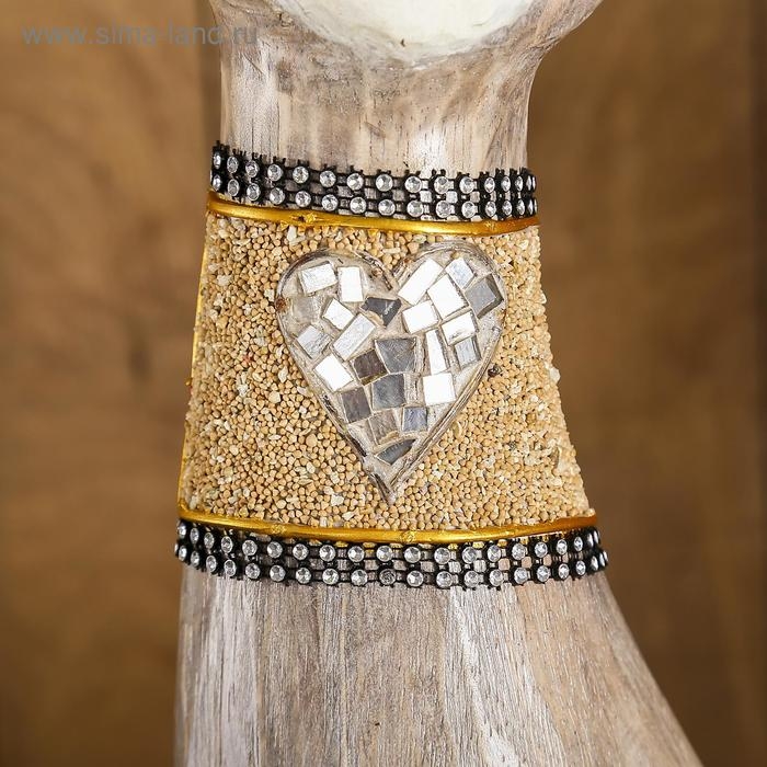 Сувенир дерево Сувенир дерево "Кошка с золотыми бабочками и зеркальным сердцем" 100х16х7 см