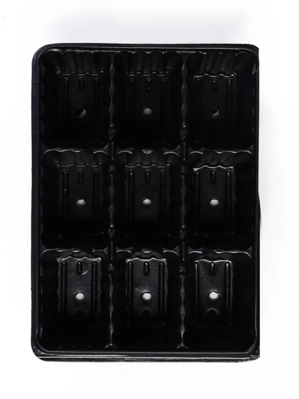 Кассета для рассады, 18&times;13.5&times;5.5 см, 9 ячеек, ячейка 80 мл, пластиковая, чёрная, набор 20 шт.