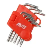 Набор ключей торцевых изогнутых TORX МИНИ с отверстием 8 предметов (T5-T20) AVS TXL-8H