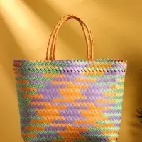 Сумка плетёная, 30×15×30 см, пластик, разноцветная Сумка плетёная, 30×15×30 см, пластик, разноцветная
