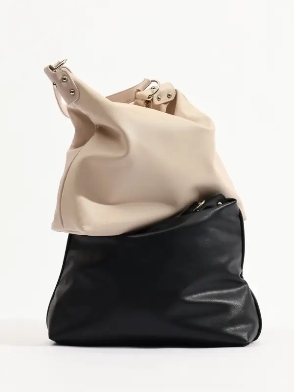 Сумка - мешок женская TEXTURA, на молнии, 32&times;11&times;32 см, чёрная