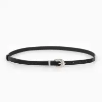 Ремень жен, 02-01-02-01, 1,5*0,3*110 см, без винта, пряжка серебро, 1 прокол, черный