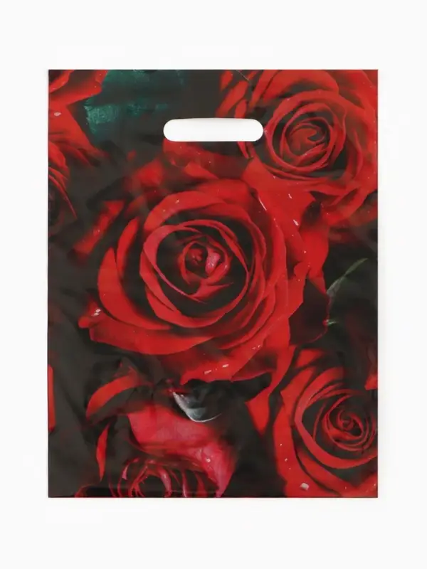 Пакет &laquo;Алые розы&raquo;, полиэтиленовый с вырубной ручкой, 30&times;40 см, 50 мкм