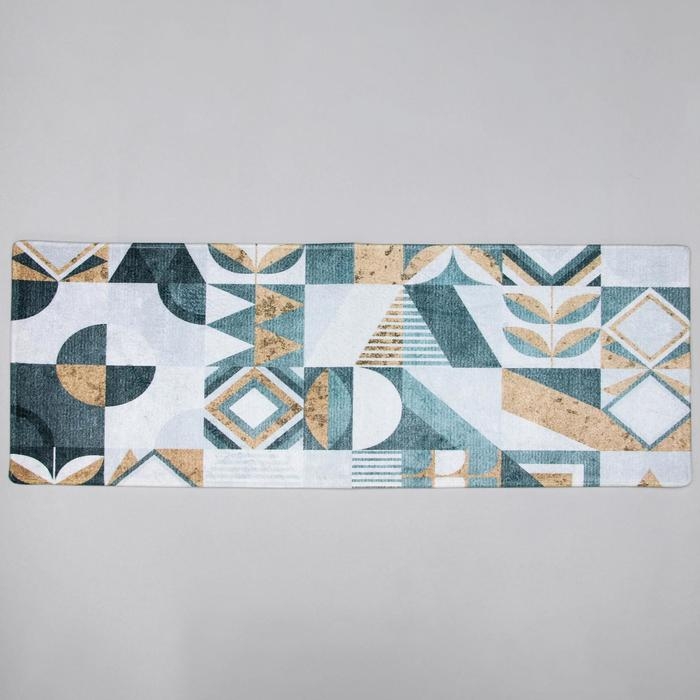 Коврик для ванной Доляна «Тори», 45×120 см, цвет зелёно-жёлтый Коврик для ванной Доляна «Тори», 45×120 см, цвет зелёно-жёлтый