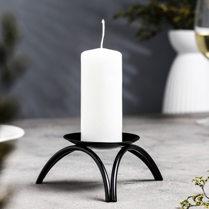 Подсвечник металл на 1 свечу  Подсвечник металл на 1 свечу "Олимп", 4х11 см, черный