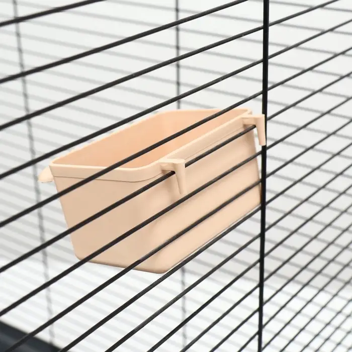 Кормушка для птиц, 8&times;5&times;4.5 см, большая, прямоугольная, в клетку, пластик, бежевая