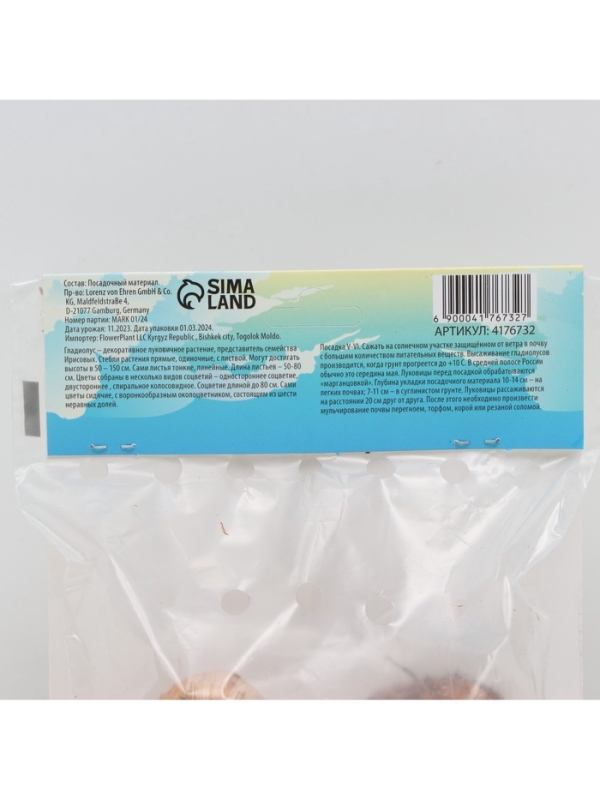 Гладиолус Низкорослый "Лас-Вегас", луковица цветов в пакете с перфорацией, р-р 10+, 7 шт.