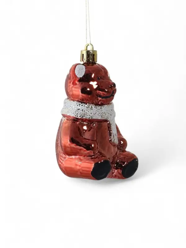 Ёлочные игрушки 3 шт. &laquo;Зимнее волшебство. Мишка колор&raquo; пластик, 9&times;5 см, красный