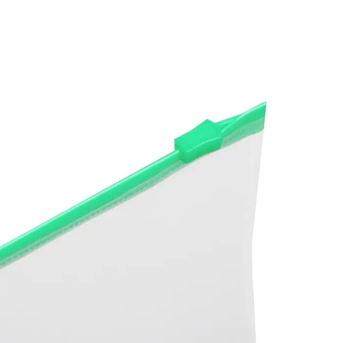 Папка-конверт на ZIP-молнии A4, 150 мкм, Calligrata, прозрачная, зелёная молния