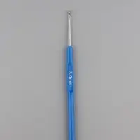 Крючок для вязания, с пластиковой ручкой, d=3 мм, 13.5 см, синий